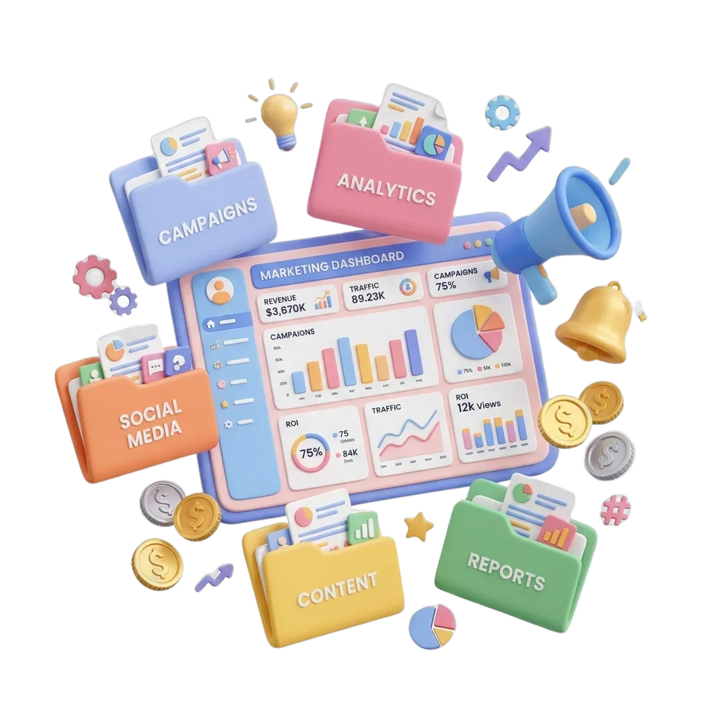 Digital Marketing Dashboard Illustration